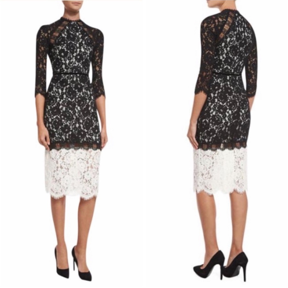 Alexis black and white Whitney midi dress Size large